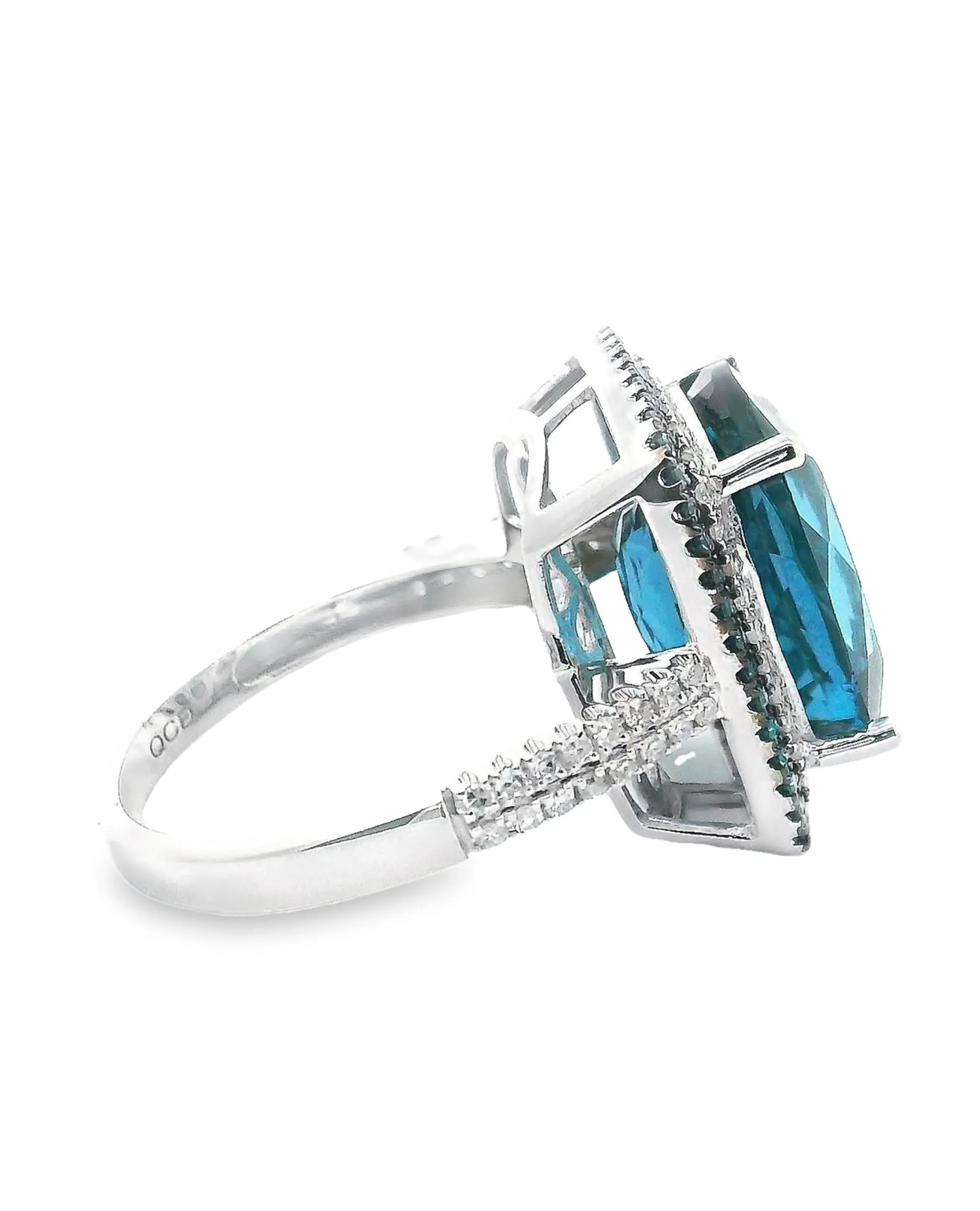 14K White Gold Blue Topaz Ring