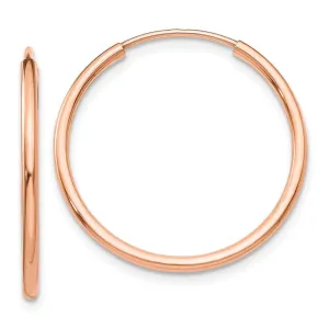 1.5mm x 22mm 14k Rose Gold Polished Endless Tube Hoop Earrings