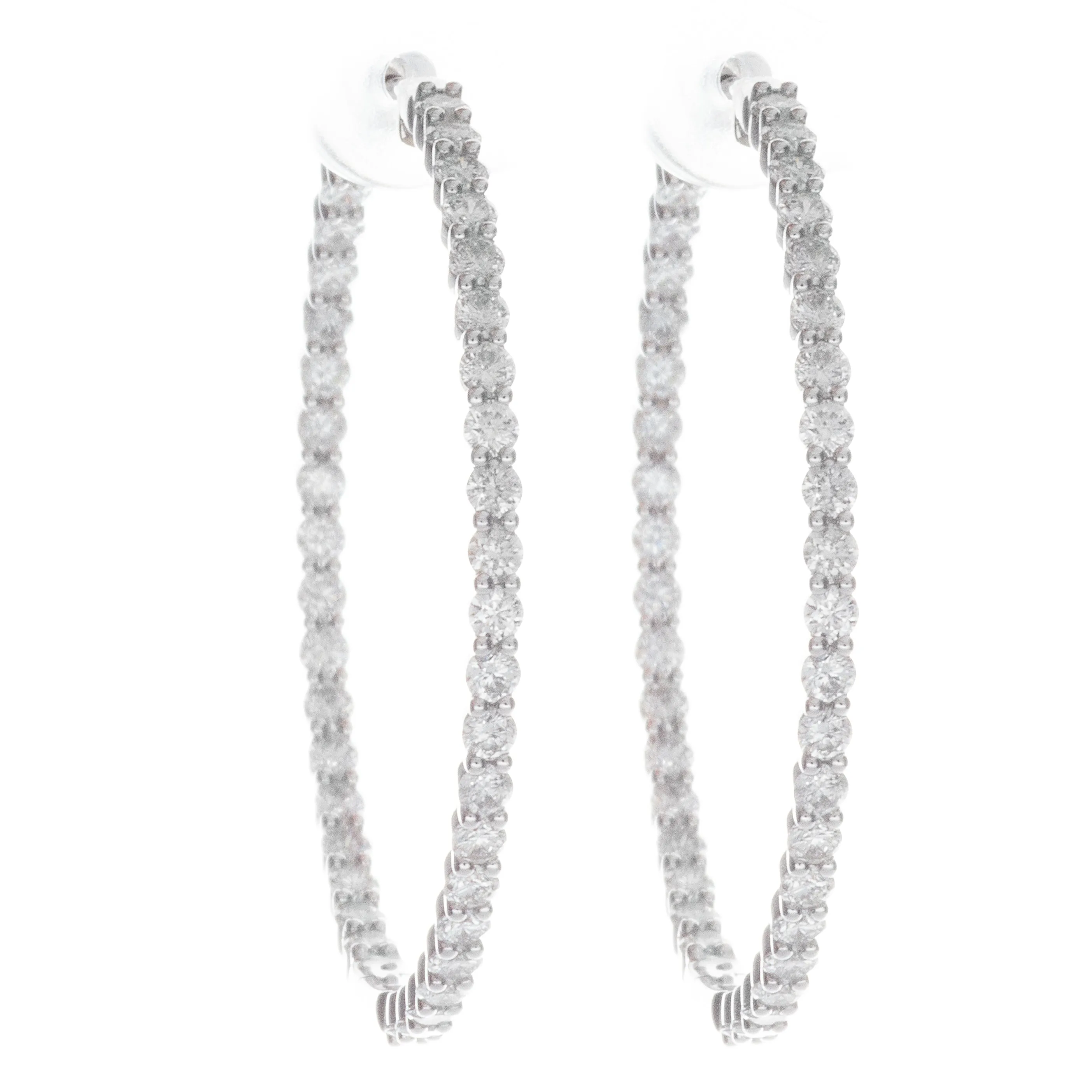 2.76ct 14k White Gold Diamond Hoops