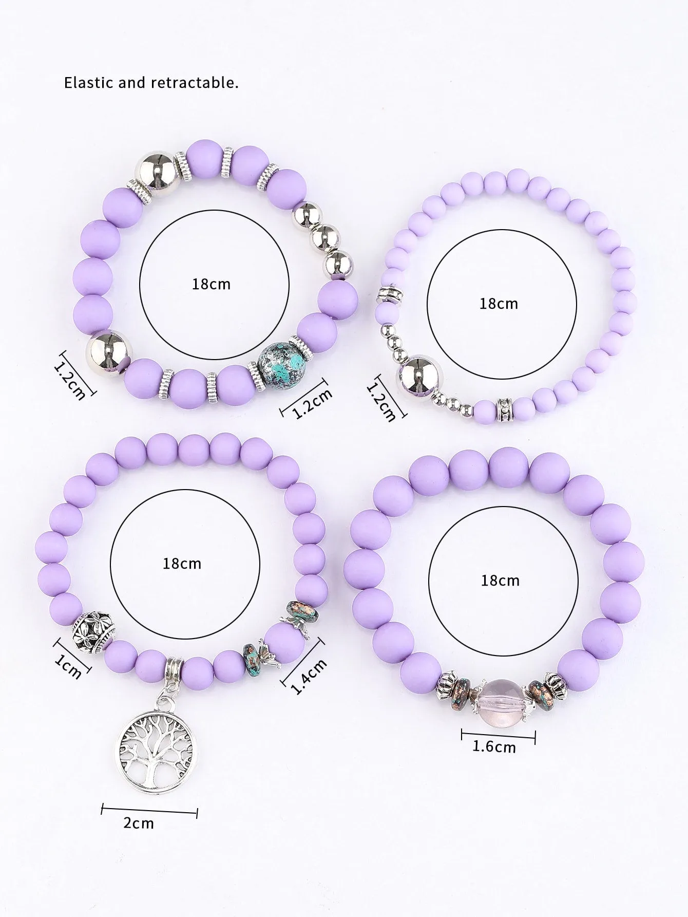 4pcs Matte Purple Beaded Bracelet Women Bracelet Stackable Bracelet Crafted
