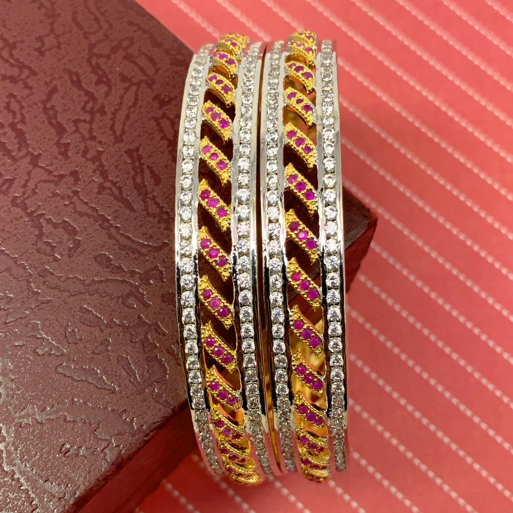 American Diamond & Semi-Precious Stone Bangles (Design 32)