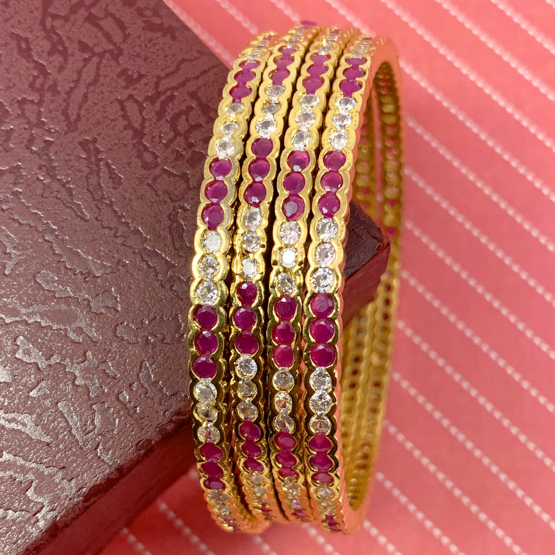 American Diamond & Semi-Precious Stone Bangles (Design 44)