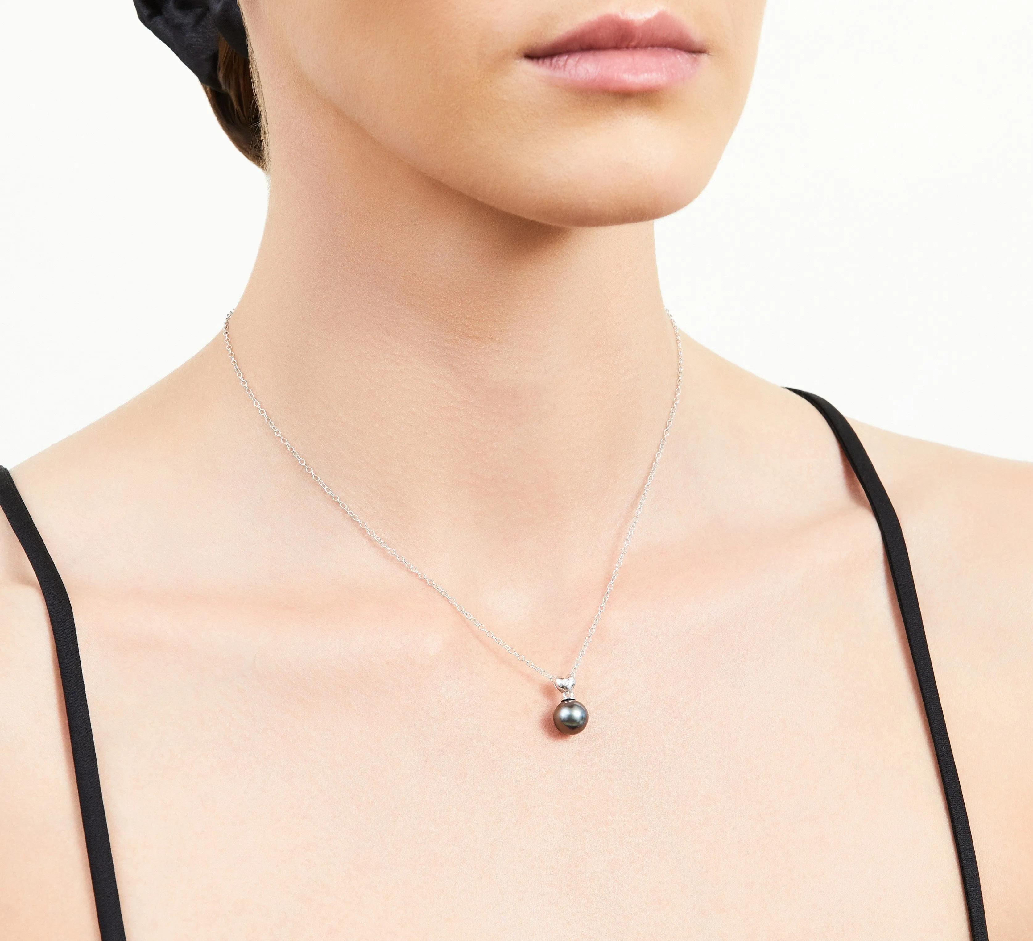 Black Tahitian Pearl & Diamond Sweetheart Pendant