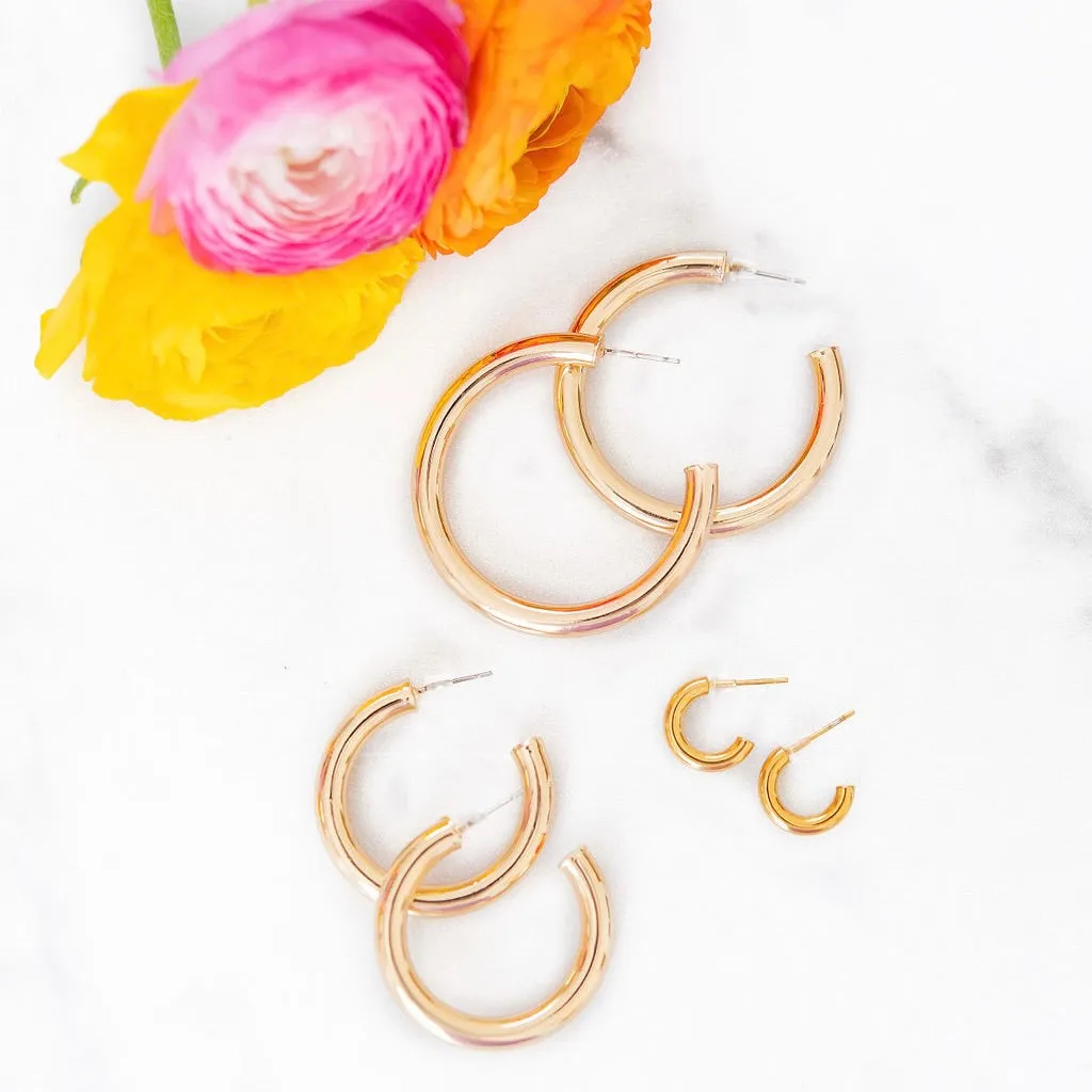 Classic Thick Gold Hoop Earrings
