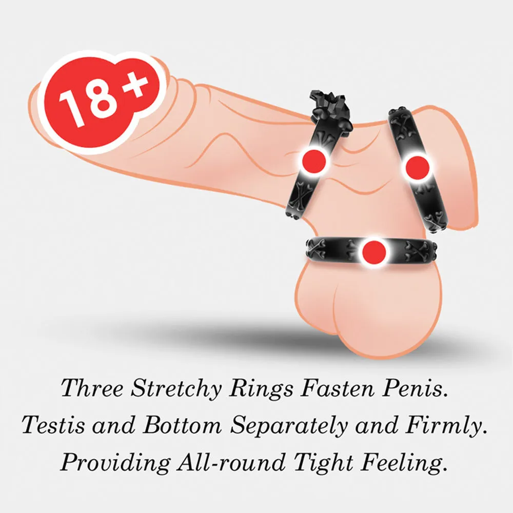 Cock Ring Skull Triple Ring Set Penis Rings Male Sex Delay Ring