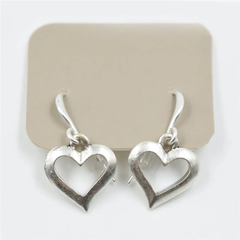 Cut out heart drop earrings on fish hook