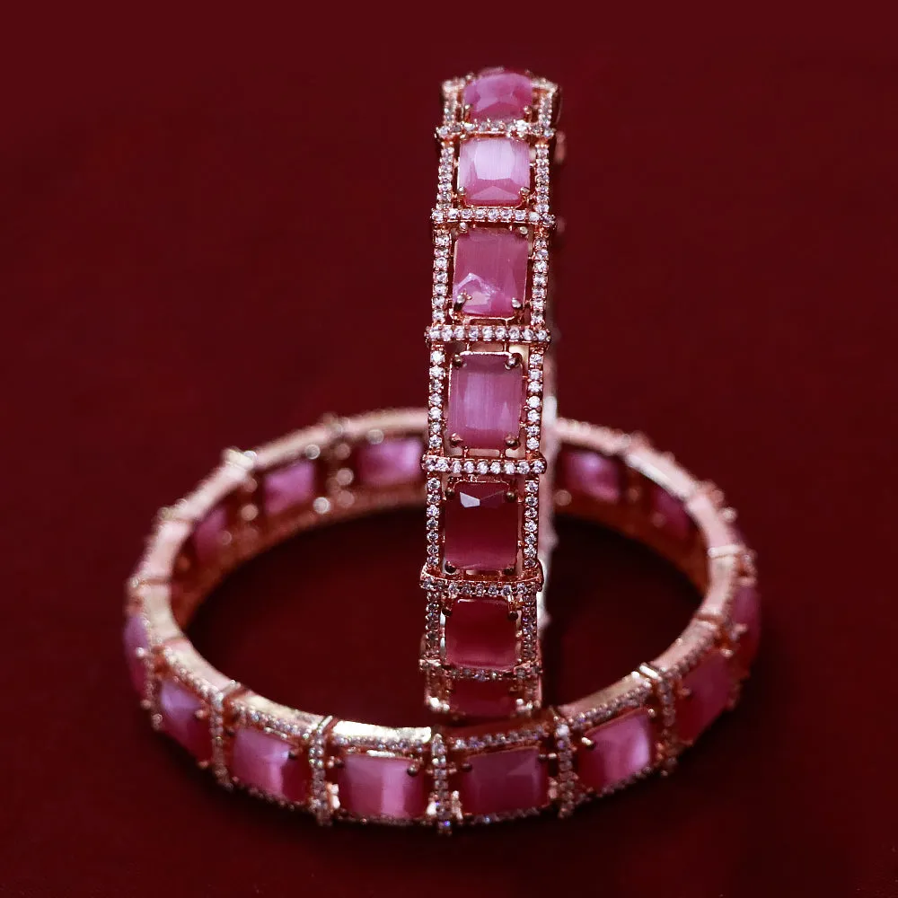 Designer Silver Plated American Diamond Bangle/Bracelet (Design 130)