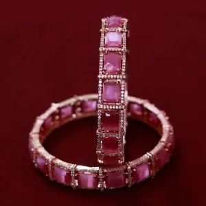 Designer Silver Plated American Diamond Bangle/Bracelet (Design 130)