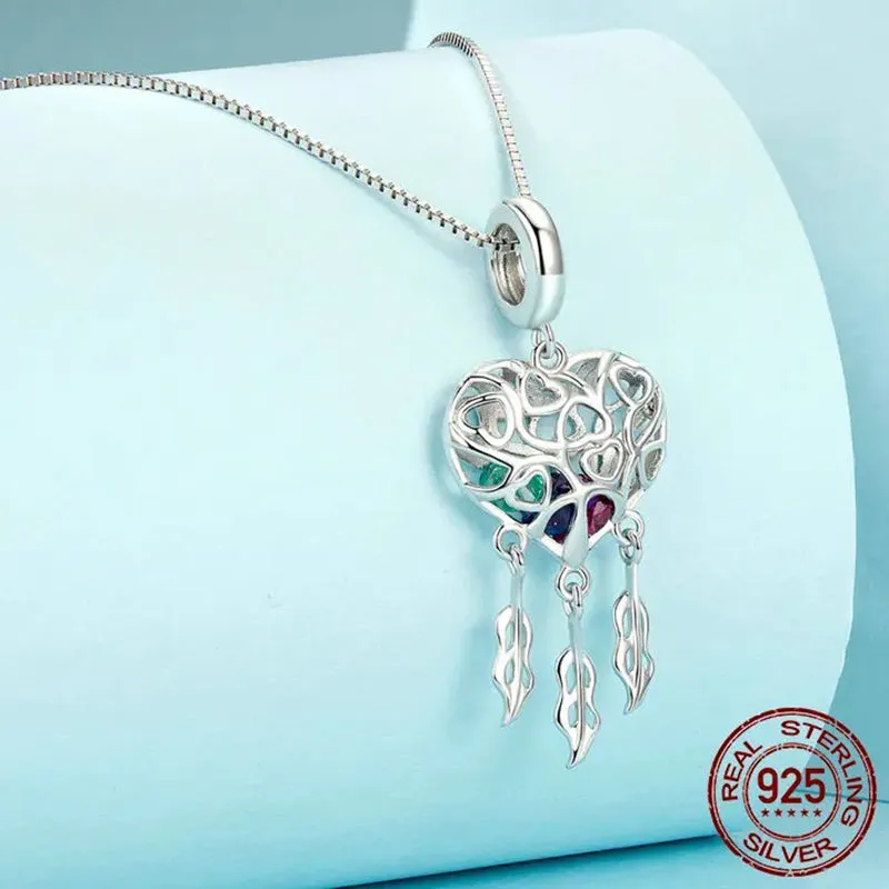 Dream Catcher Necklace 925 Sterling Silver Retro Vintage Tree of Life Jewelry Birthday Gifts for Women Girls
