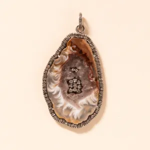 Druzy Pendant with Diamonds