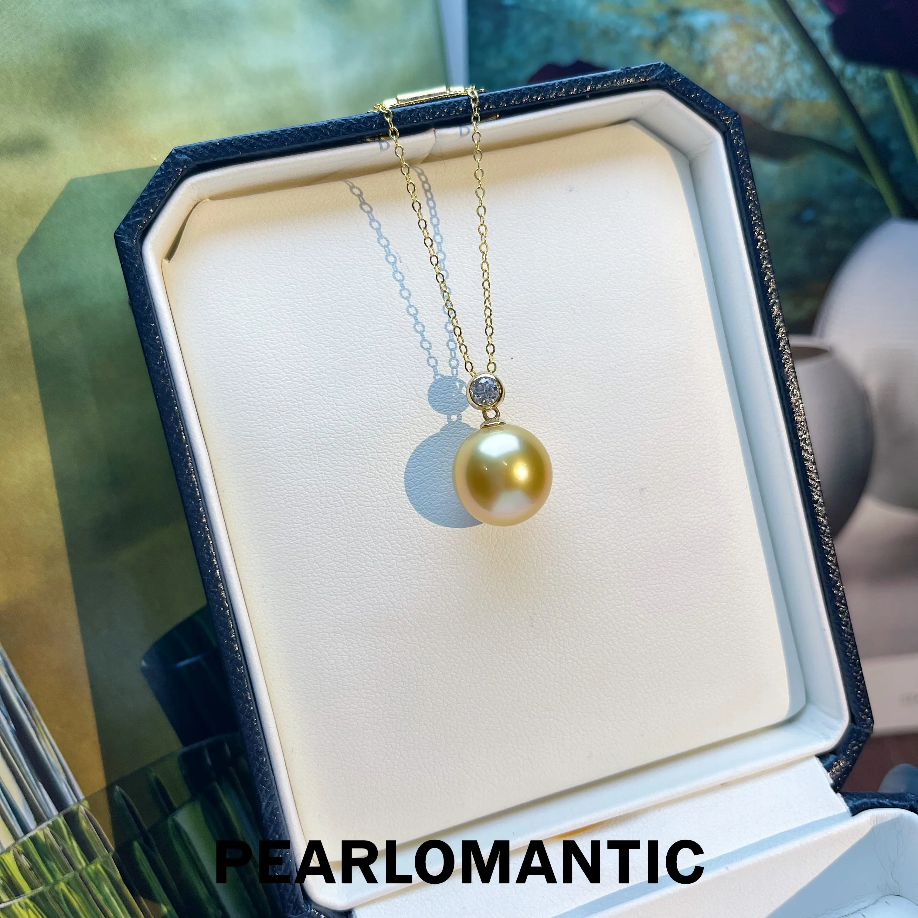 [Fine Jewelry] 18k Gold South Sea Golden Pearl & Zircon Pendants w/ S925 Chain