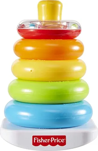 Fisher-Price Baby Stacking Toy Rock-A-Stack, Roly-Poly Base With 5 Colorful Rings For Ages 6  Months