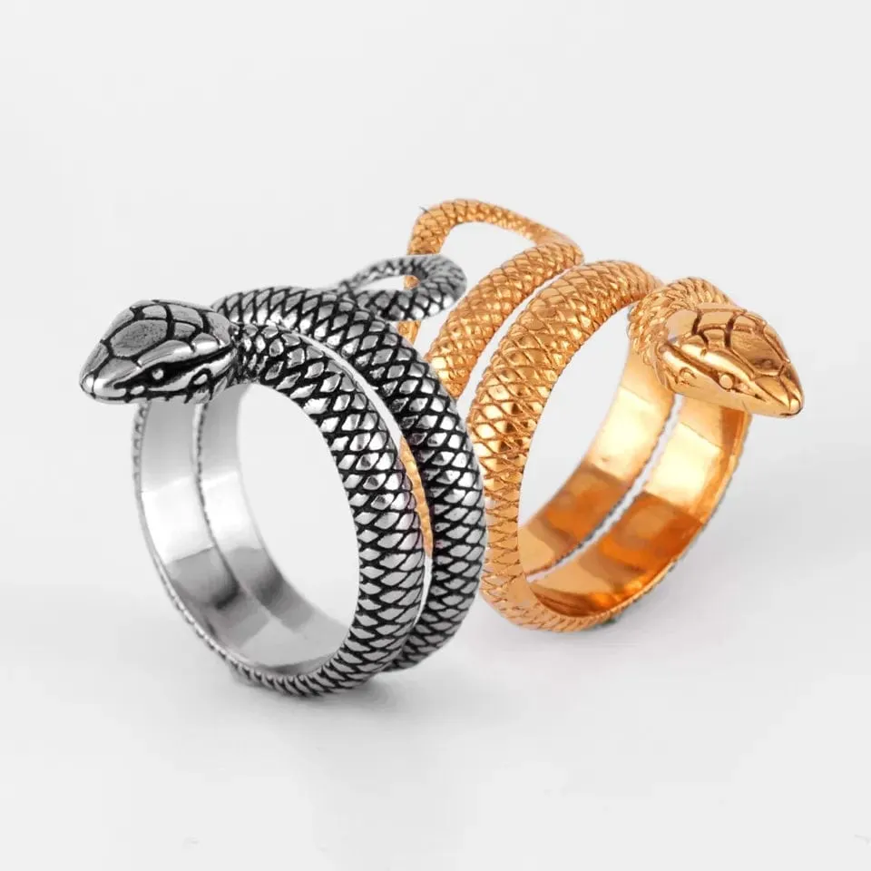 Gold Silver Tone Stainless Steel Snake Ring