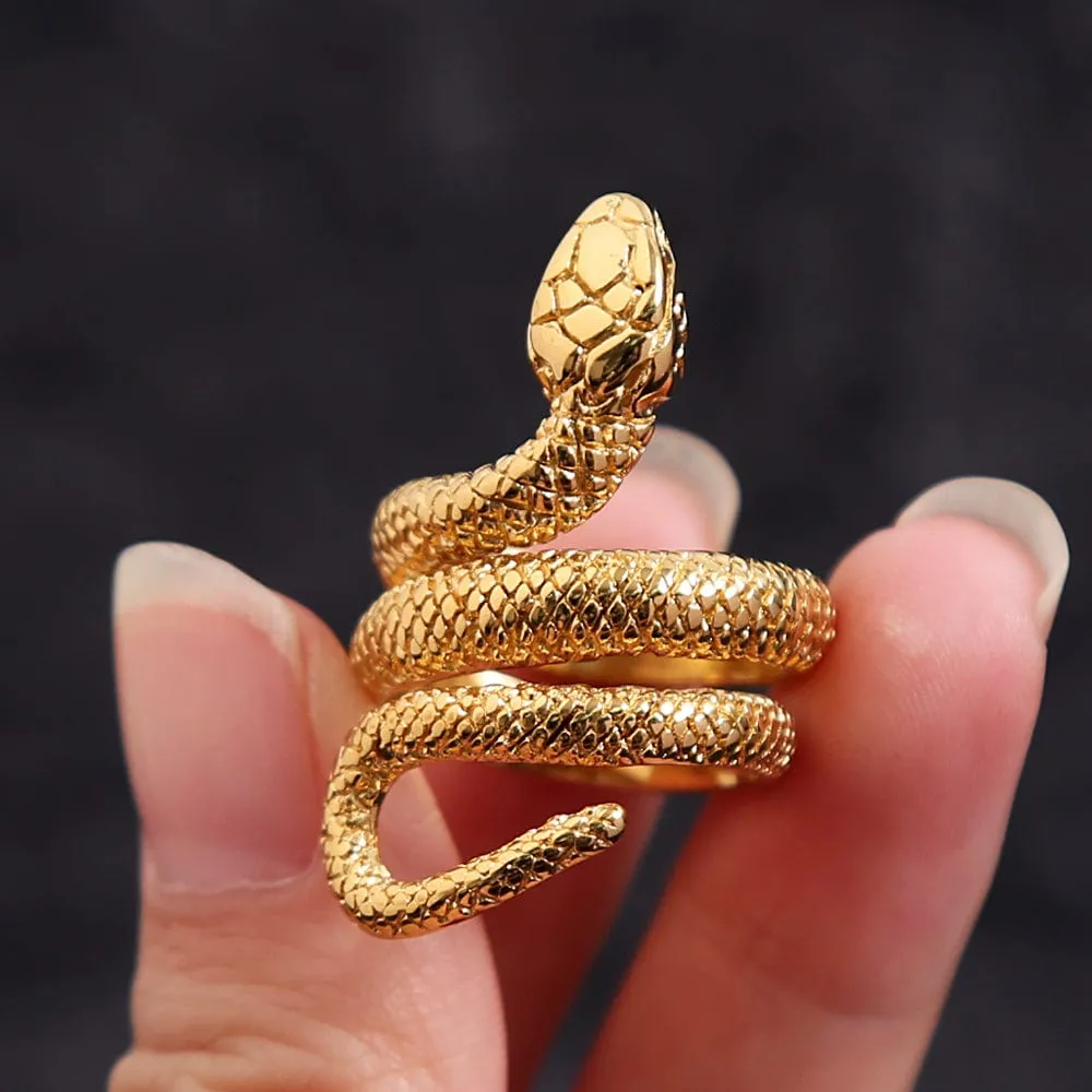 Gold Silver Tone Stainless Steel Snake Ring