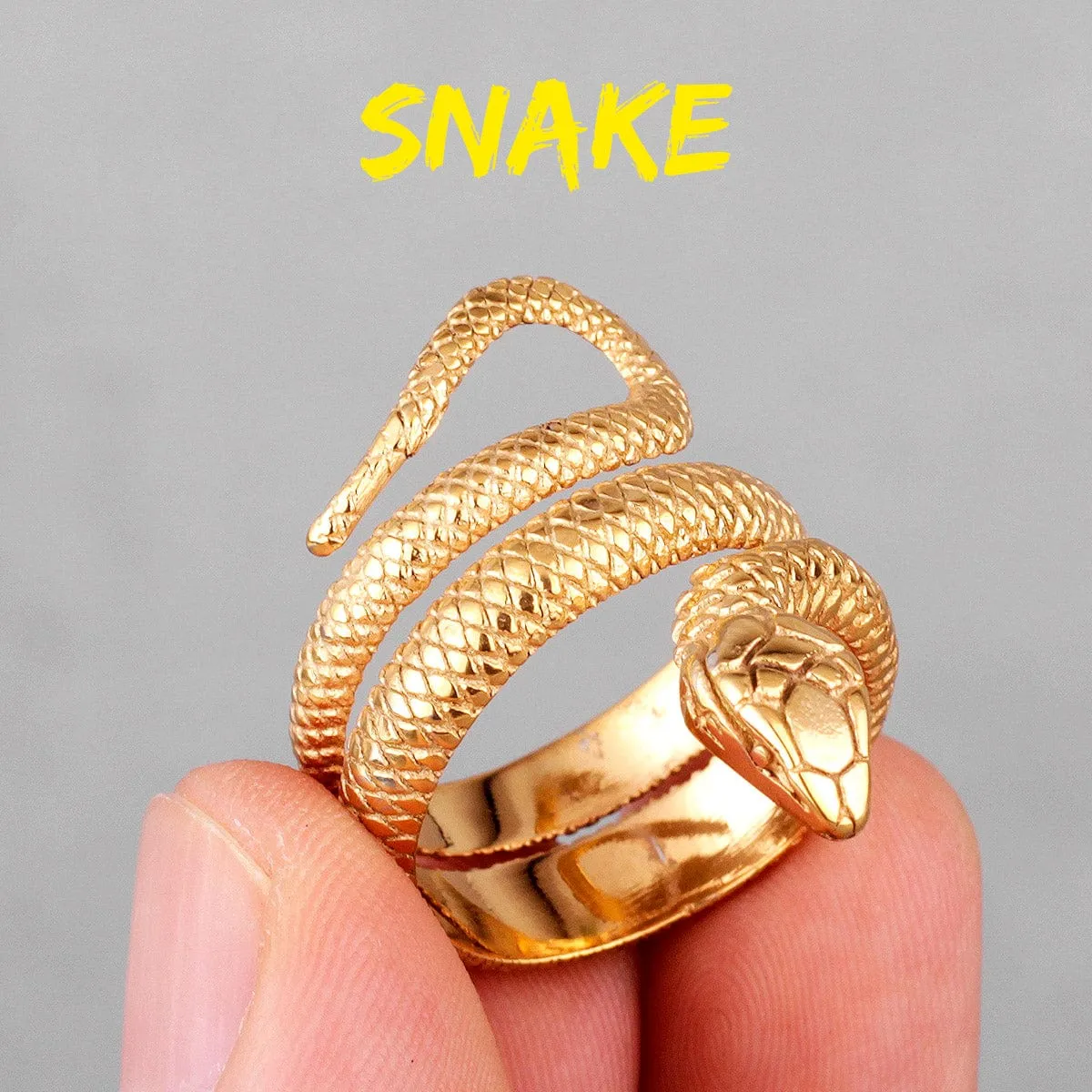 Gold Silver Tone Stainless Steel Snake Ring
