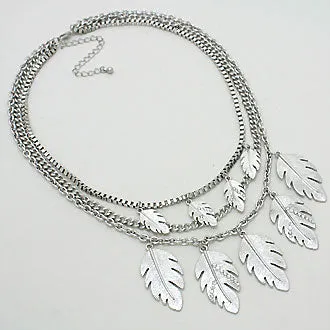iLLASPARKZ Layered Crystal Leaf Drop Necklace