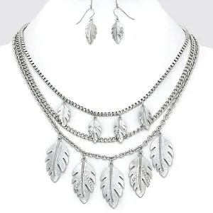 iLLASPARKZ Layered Crystal Leaf Drop Necklace