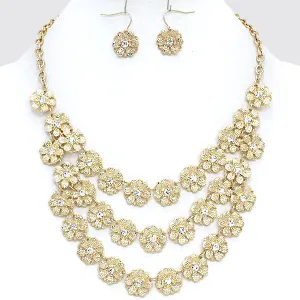 iLLASPARKZ Layered Crystal Metal Flower Necklace