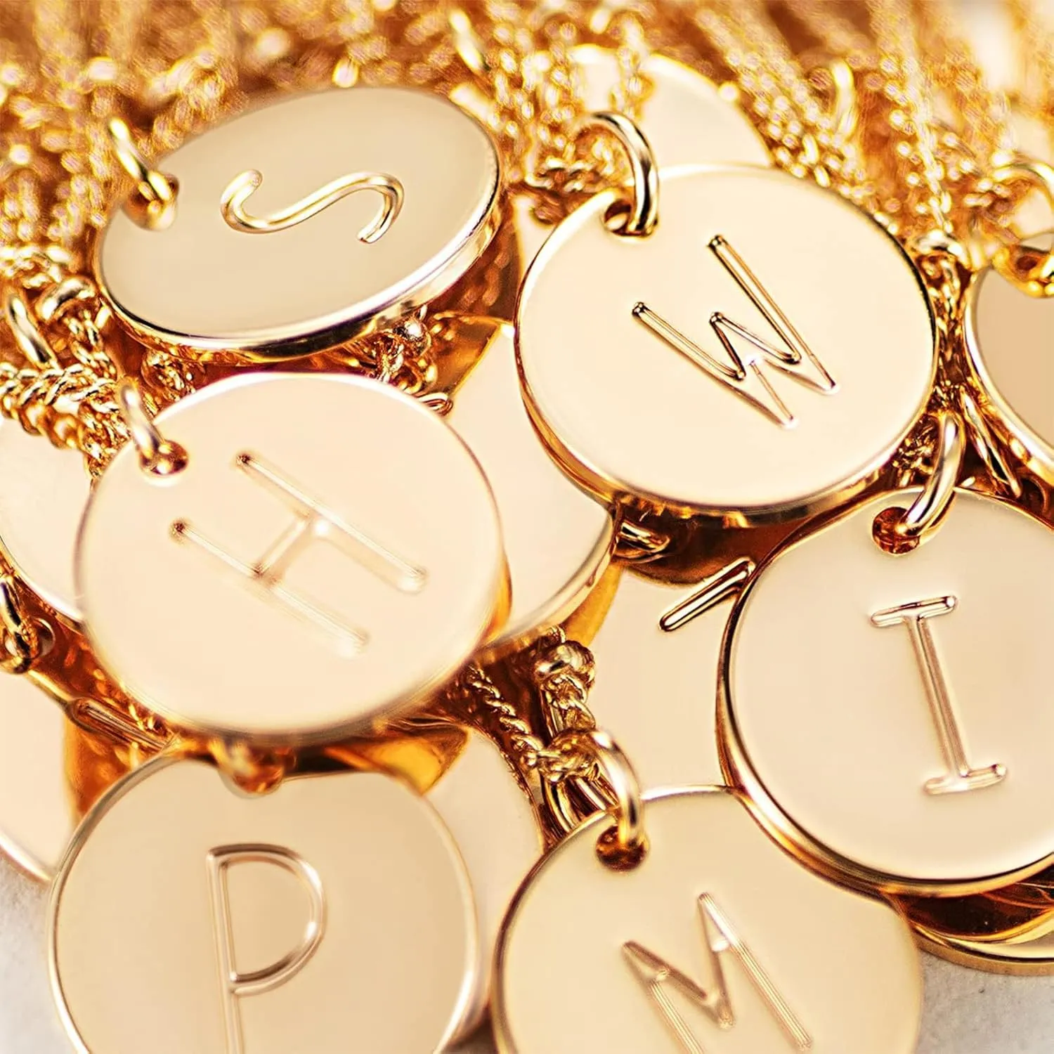 Initial Necklaces for Women Trendy, 14K Gold Plated Letter Necklace Stack Round Coin Disc Pendant Layered Choker Cuban Chain A-Z Gold Necklace Personalized Jewelry Gift Sets for Women