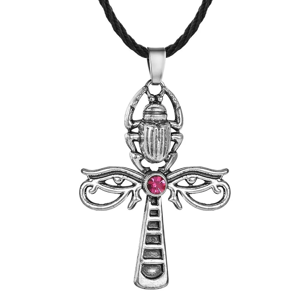 Kinitial New CZ Eye of Horus Egypt Protection Charm Pendant  Ankh Cross Religious Necklace for Women Choker Necklaces Jewelry