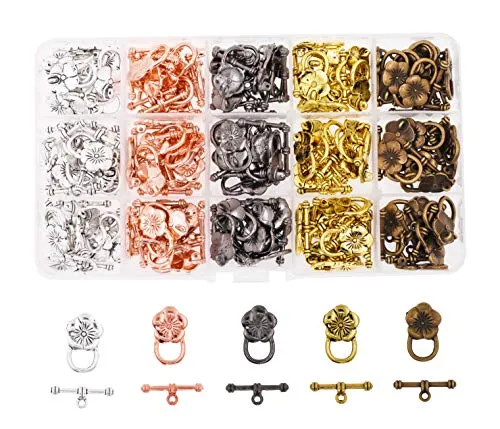 Mandala Crafts Toggle Clasp, T-Bar Closure from Metal for Jewelry Making in Bulk, Rose Gold, Bronze, Gunmetal, Silver, Gold Tone