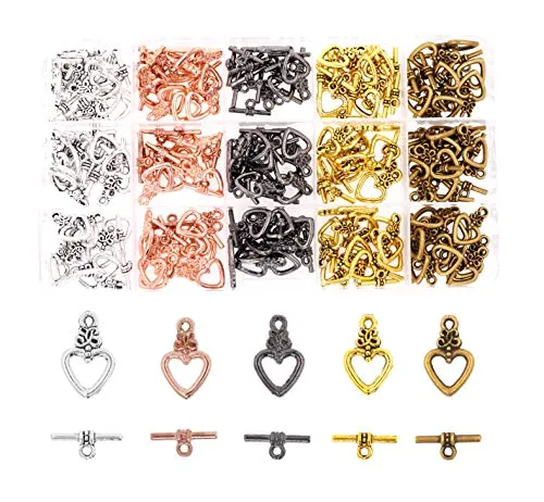 Mandala Crafts Toggle Clasp, T-Bar Closure from Metal for Jewelry Making in Bulk, Rose Gold, Bronze, Gunmetal, Silver, Gold Tone