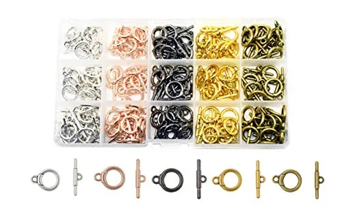 Mandala Crafts Toggle Clasp, T-Bar Closure from Metal for Jewelry Making in Bulk, Rose Gold, Bronze, Gunmetal, Silver, Gold Tone