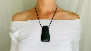 Mayan Black Jade & Amber Pendant. Hand-Carved. Guatemala.