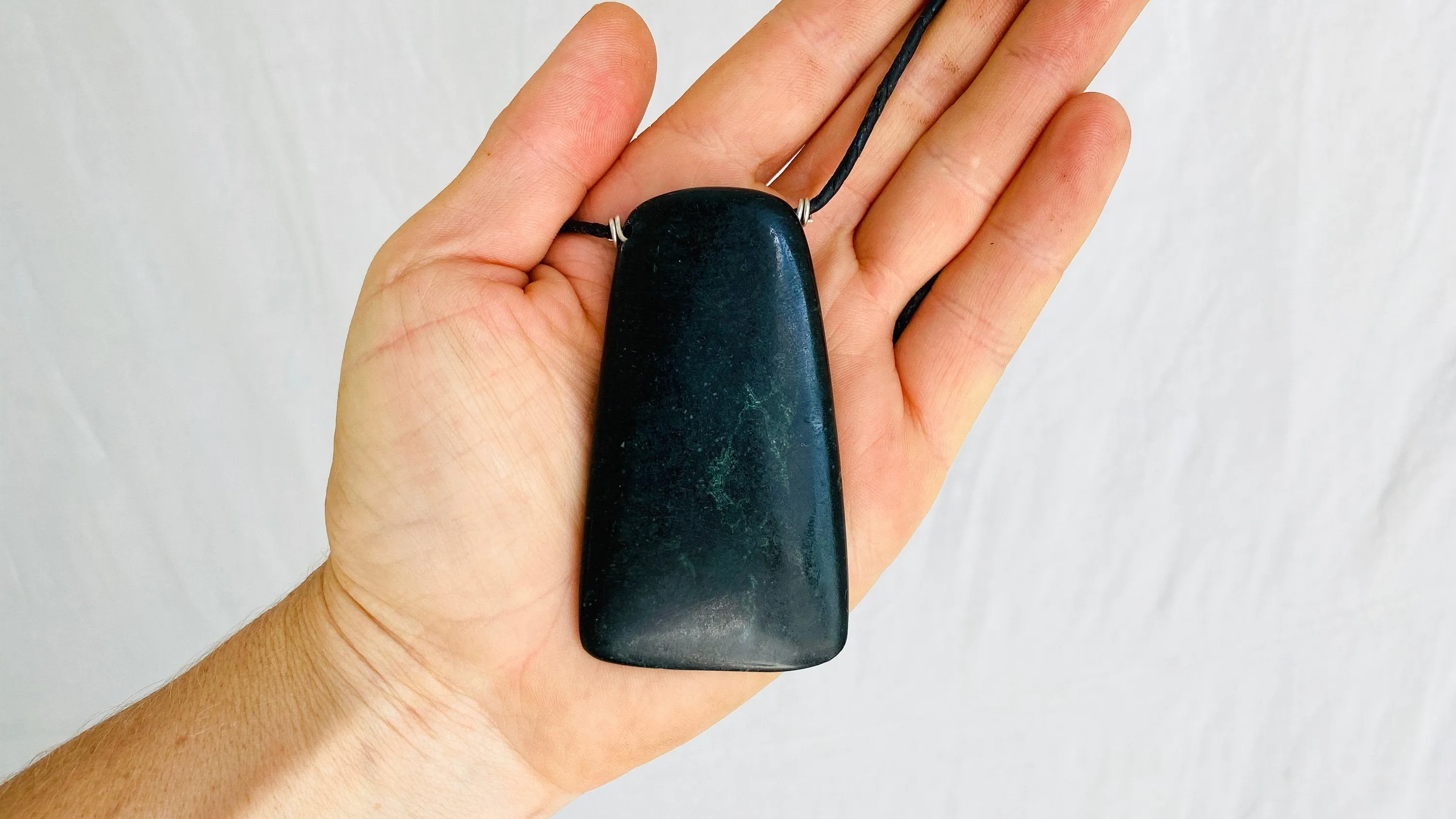 Mayan Black Jade & Amber Pendant. Hand-Carved. Guatemala.