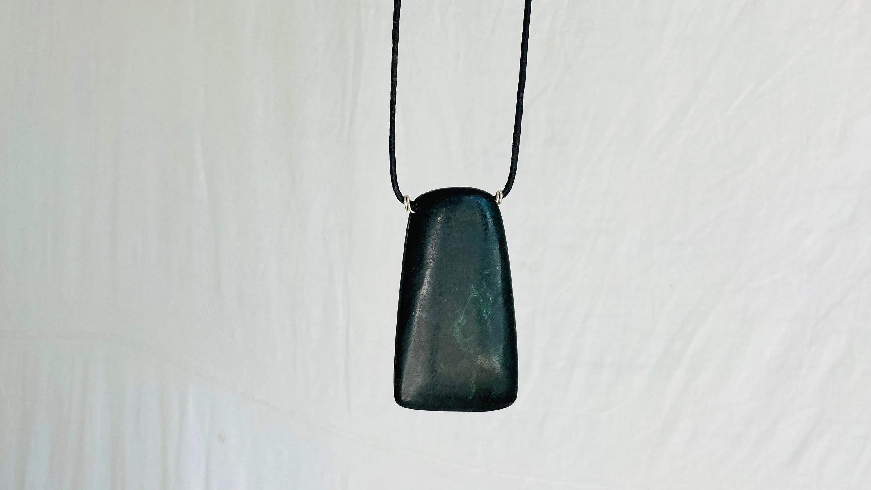 Mayan Black Jade & Amber Pendant. Hand-Carved. Guatemala.