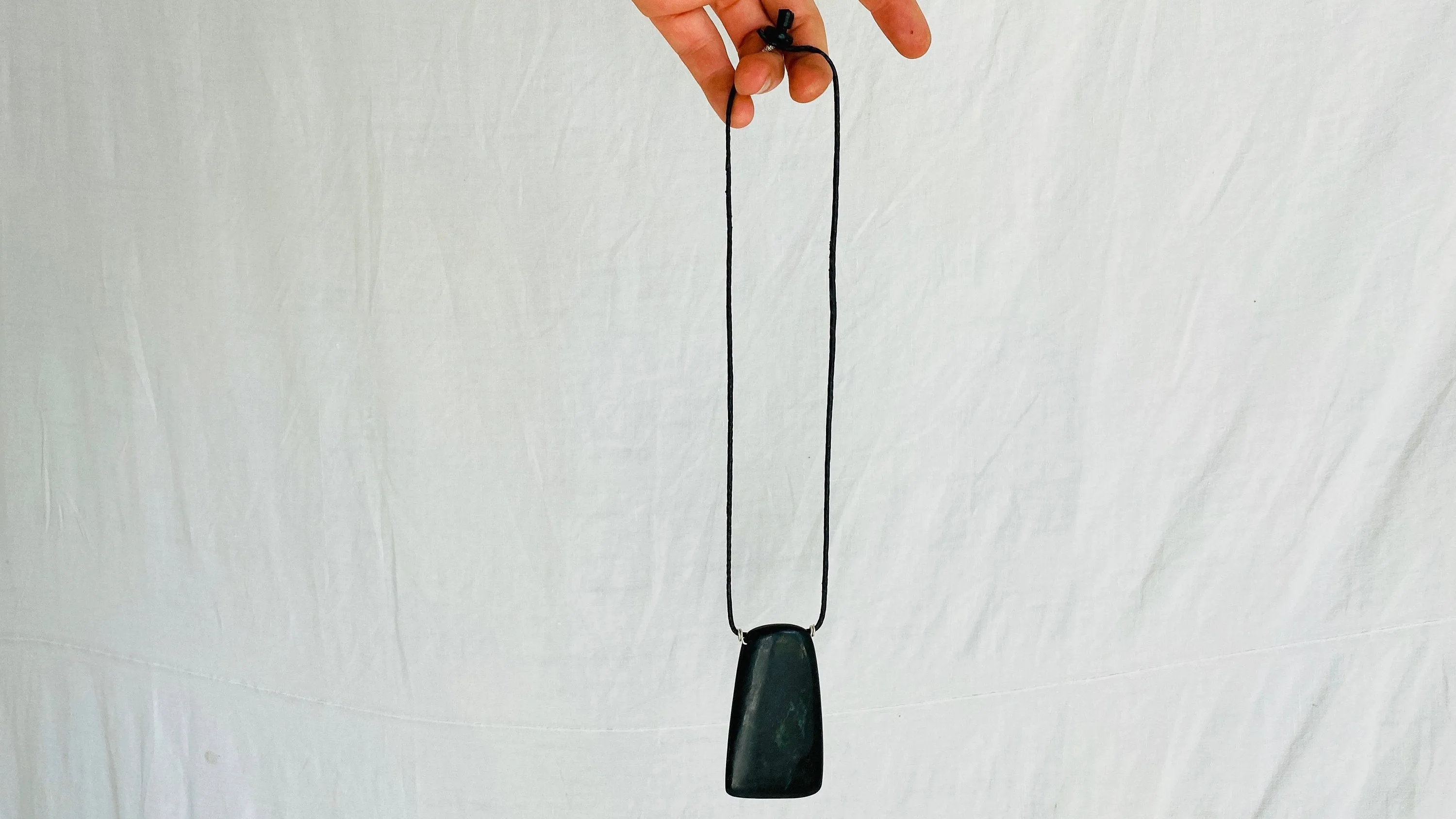 Mayan Black Jade & Amber Pendant. Hand-Carved. Guatemala.
