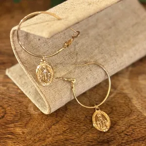 Miraculous Mary Hoop Earrings