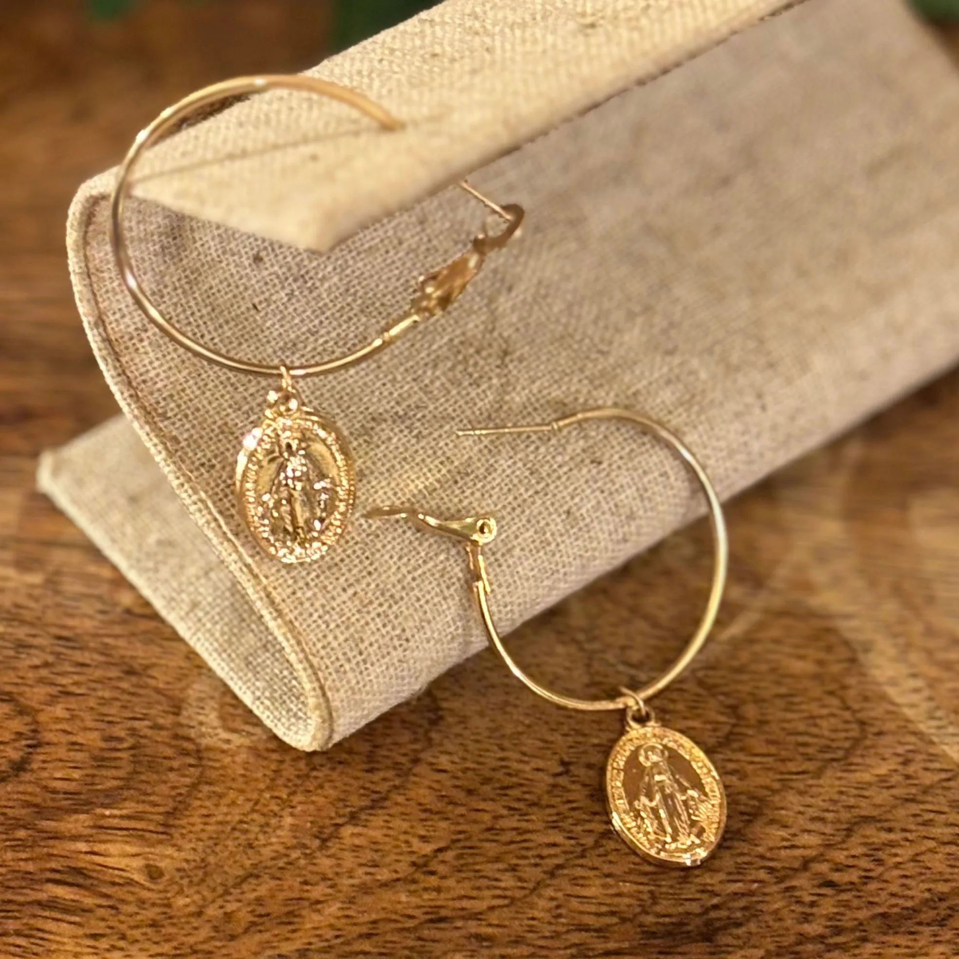 Miraculous Mary Hoop Earrings
