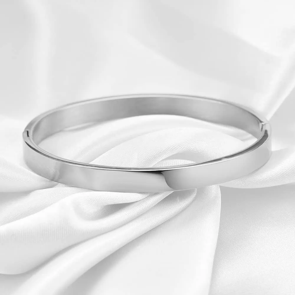 MYNENEY Gold/Silver Womens Link Bracelets Stainless Steel Pave Cubic Zironia Simulate Diamond Stackable Oval Hinged Bangle Bracelet 6-9Inch