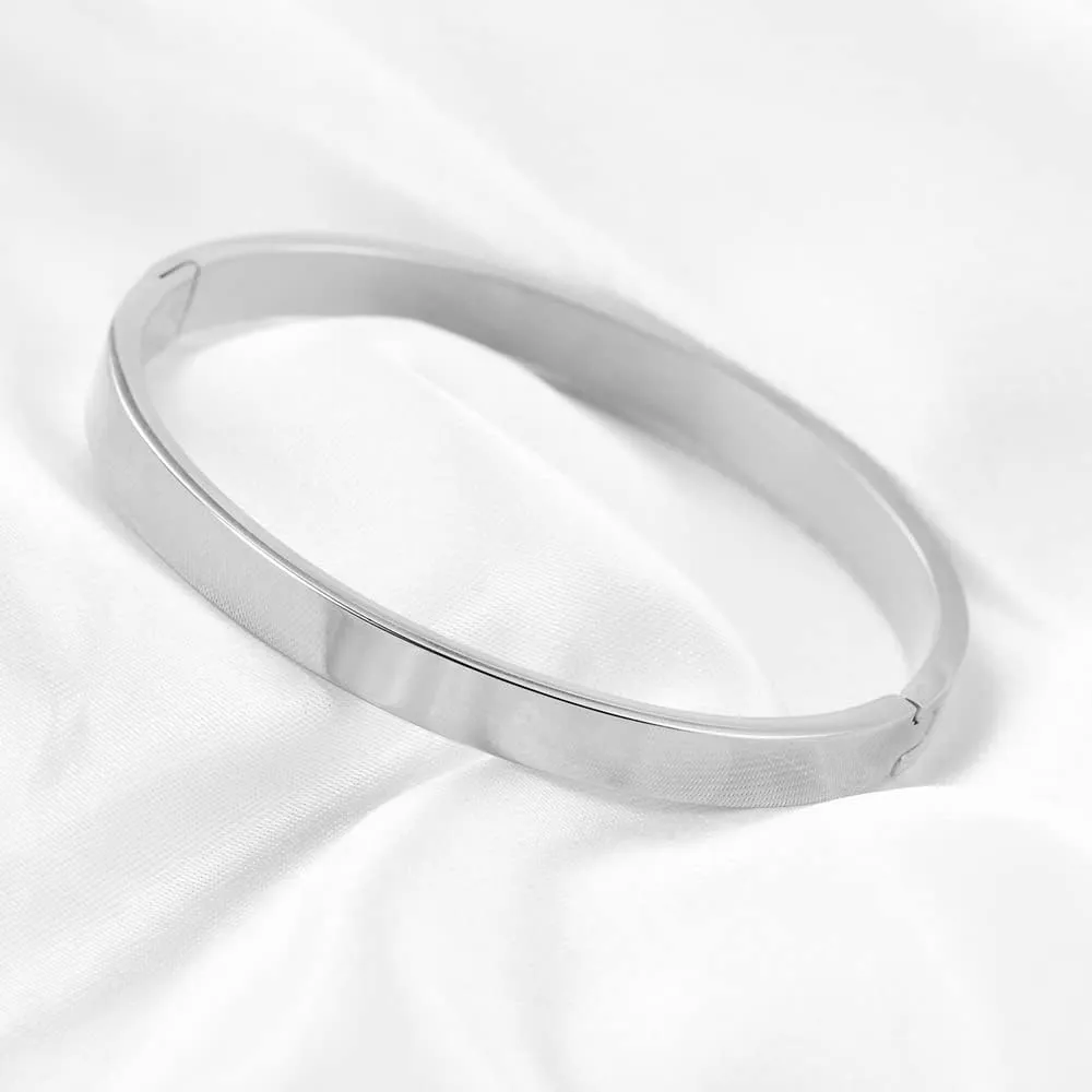 MYNENEY Gold/Silver Womens Link Bracelets Stainless Steel Pave Cubic Zironia Simulate Diamond Stackable Oval Hinged Bangle Bracelet 6-9Inch