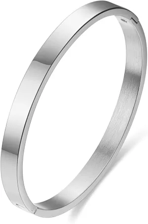 MYNENEY Gold/Silver Womens Link Bracelets Stainless Steel Pave Cubic Zironia Simulate Diamond Stackable Oval Hinged Bangle Bracelet 6-9Inch