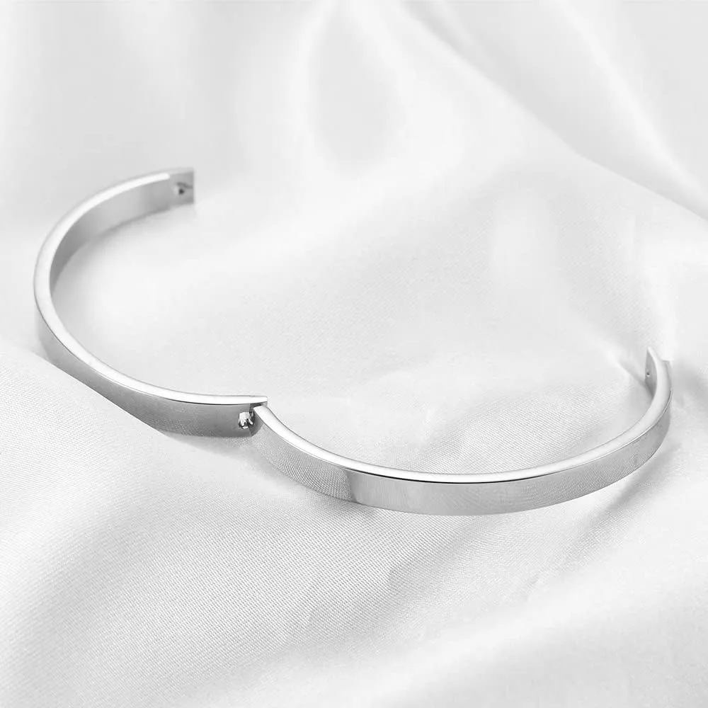 MYNENEY Gold/Silver Womens Link Bracelets Stainless Steel Pave Cubic Zironia Simulate Diamond Stackable Oval Hinged Bangle Bracelet 6-9Inch