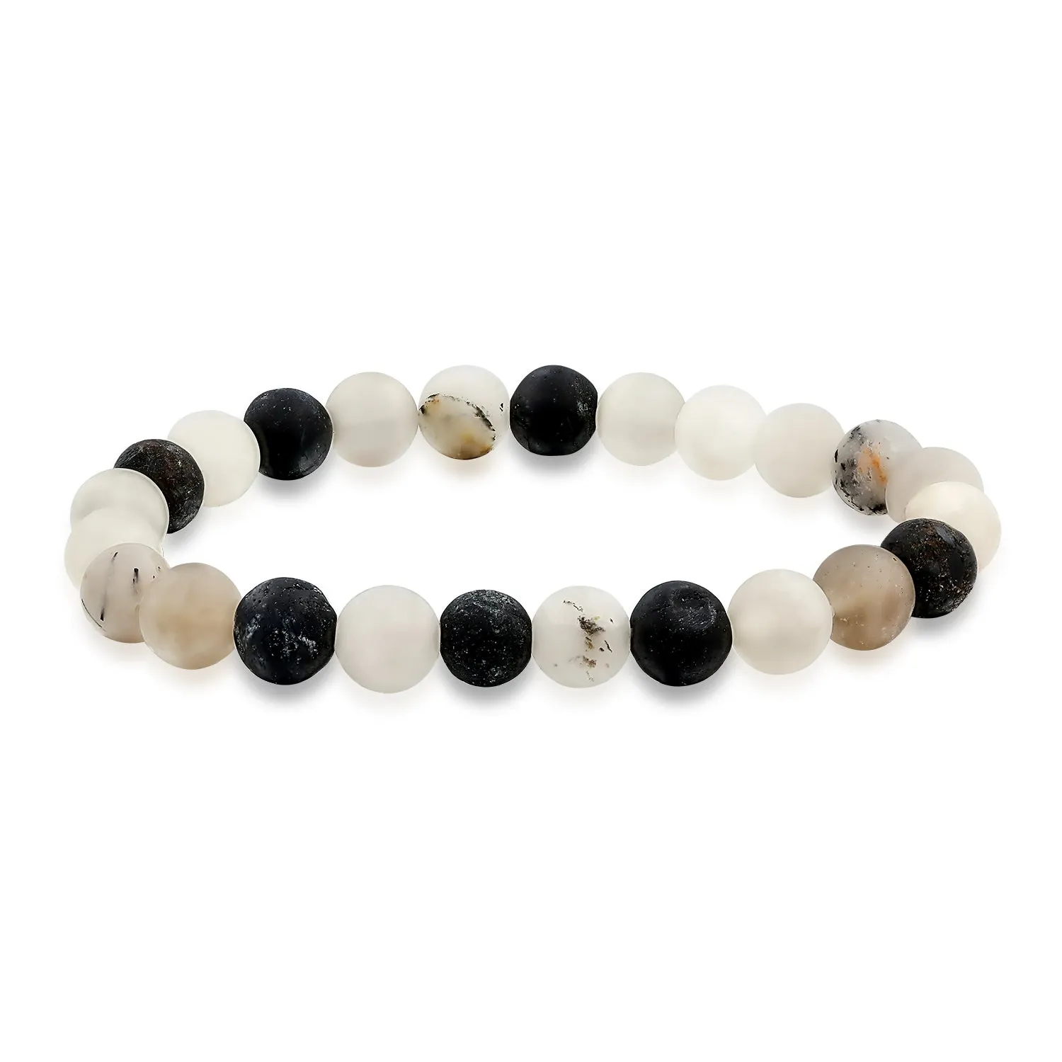 Natural Multi-Color Gemstone 8MM Bead Stackable Stretch Bracelet for Men Unisex