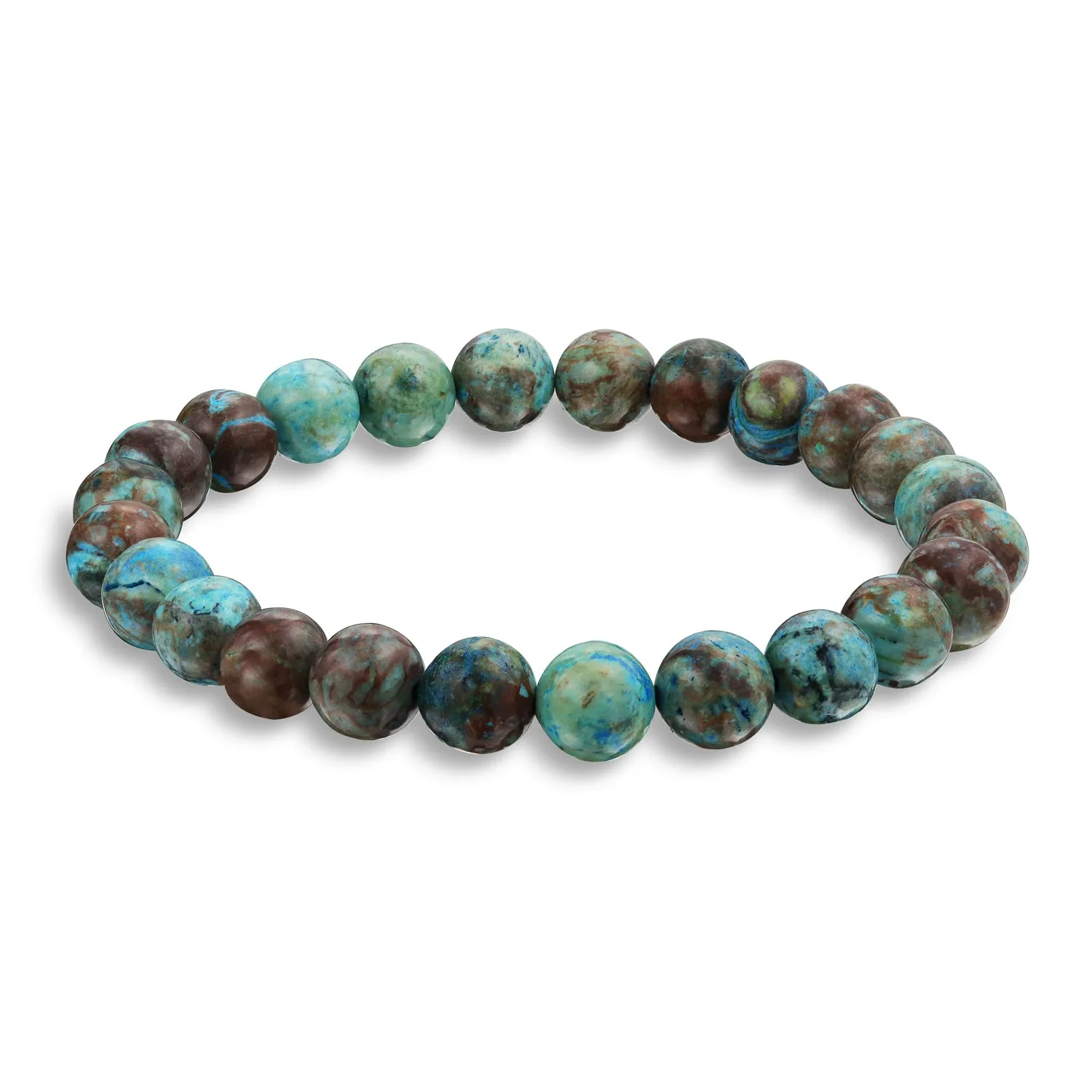 Natural Multi-Color Gemstone 8MM Bead Stackable Stretch Bracelet for Men Unisex