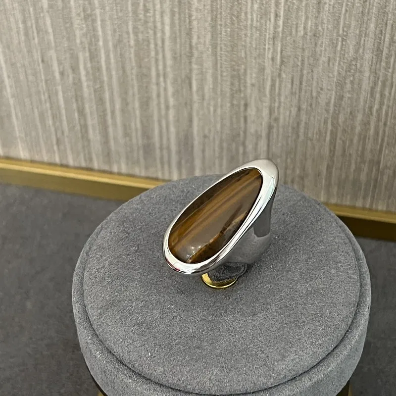 Oval Natural Wood Grain Stone Ring