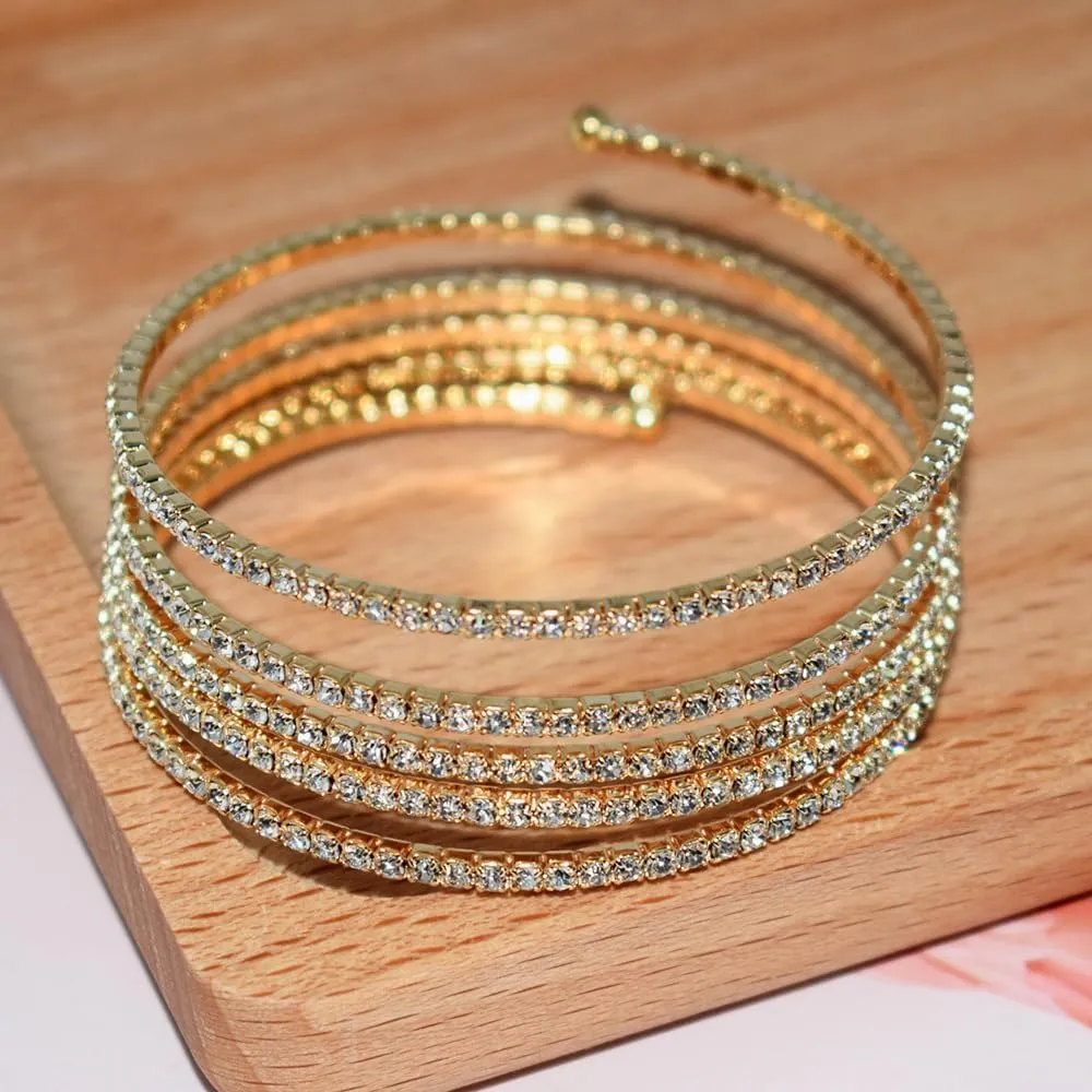 Pingyongchang Gold Cuff Bangle Bracelets for Women Open Wide Wire Arm Cuff Bracelets Gold Wrist Cuff Wrap Bracelet Set Adjustable Cuff Bangle Bracelet Set