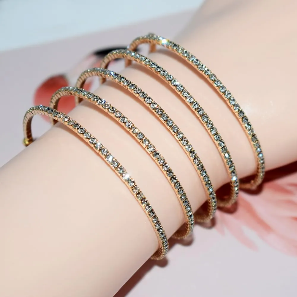 Pingyongchang Gold Cuff Bangle Bracelets for Women Open Wide Wire Arm Cuff Bracelets Gold Wrist Cuff Wrap Bracelet Set Adjustable Cuff Bangle Bracelet Set
