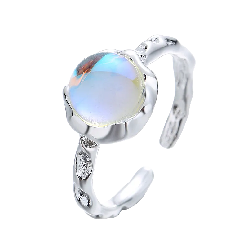 Pink Crystal Opal Broken Heart Rings