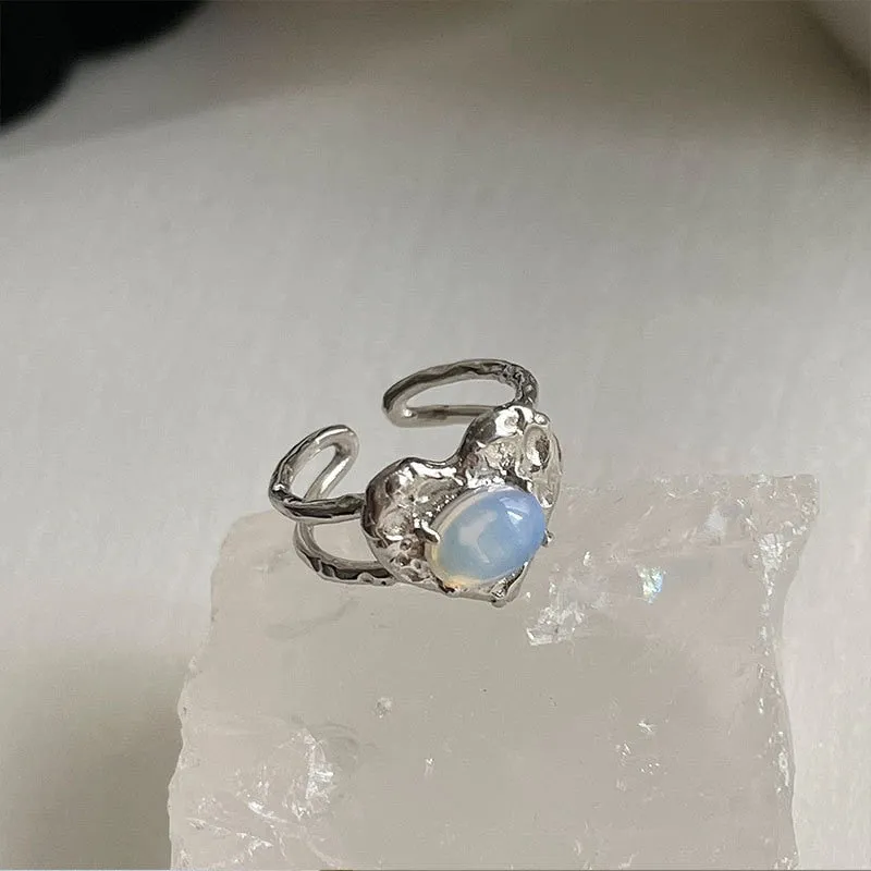 Pink Crystal Opal Broken Heart Rings
