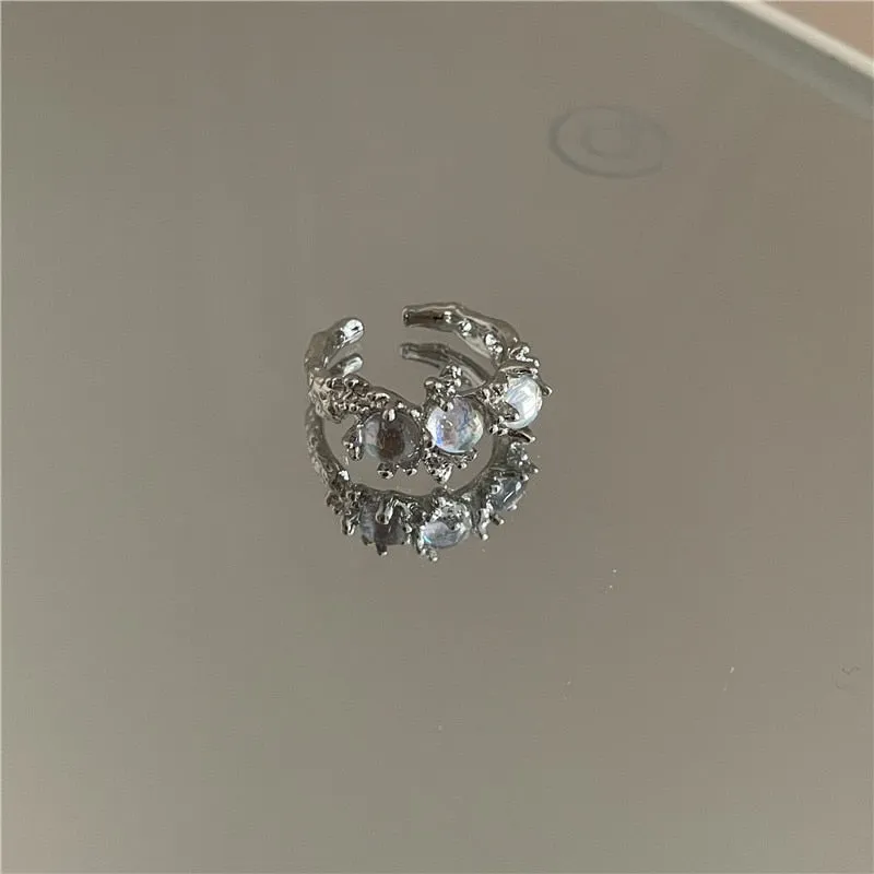 Pink Crystal Opal Broken Heart Rings