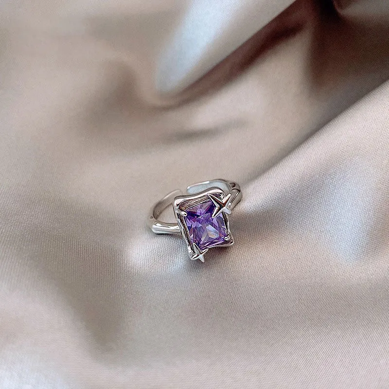 Pink Crystal Opal Broken Heart Rings