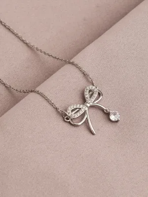 Rhinestone Bow Charm Necklace for Women Jewelry for Women Gift for Her Necklace