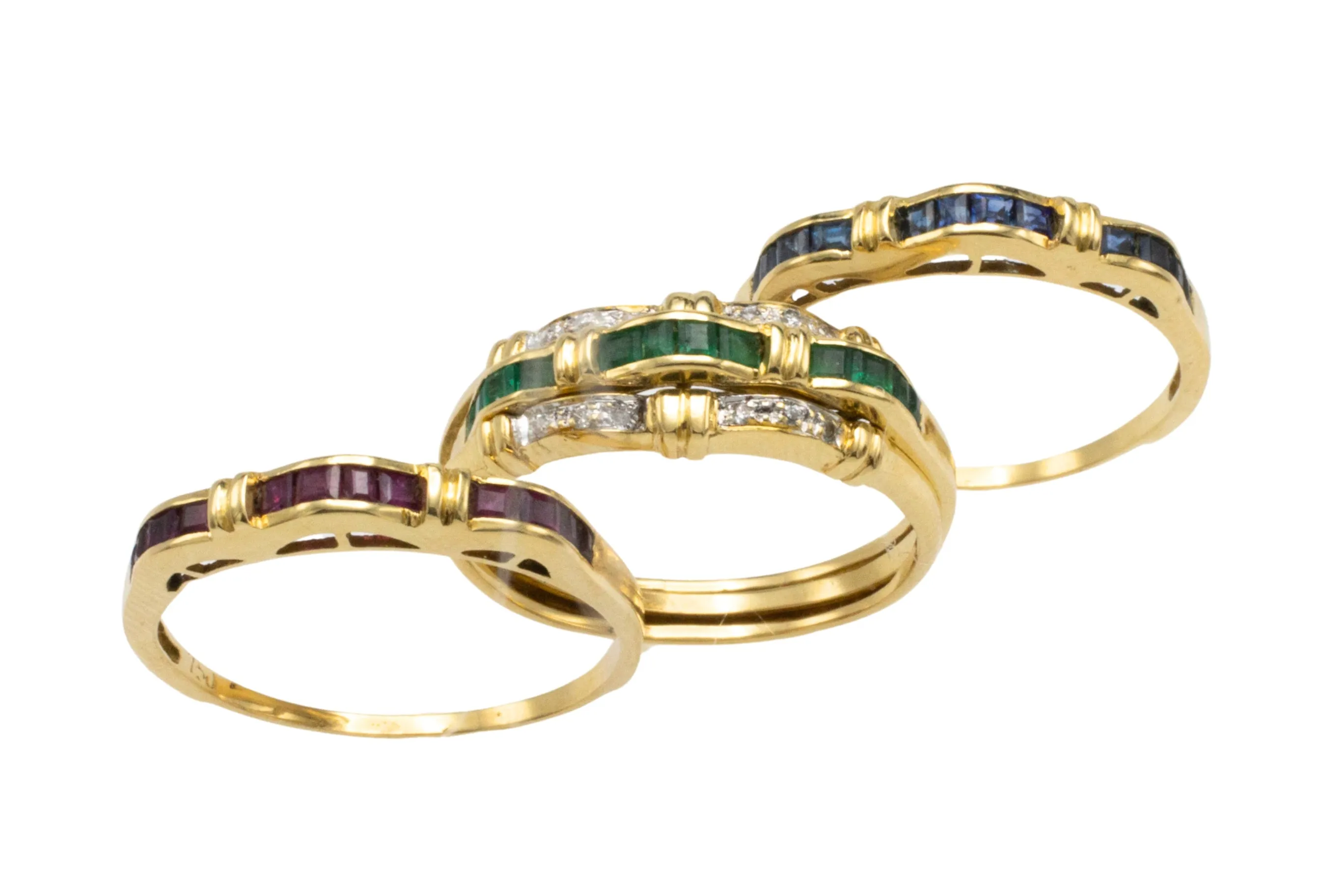 Ruby, emerald, sapphire and diamond interchangable ring