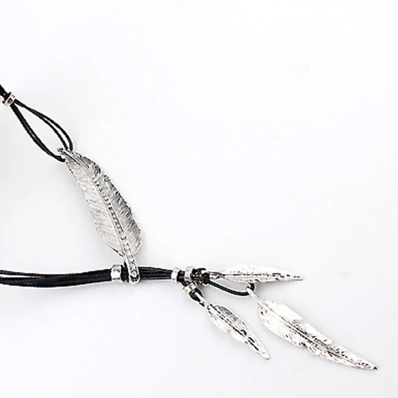 SUMENG Hot Sale New Fashion Bohemian Women Girl Alloy Feather Antique Vintage Time Necklace Sweater Chain Pendant Jewelry Gifts