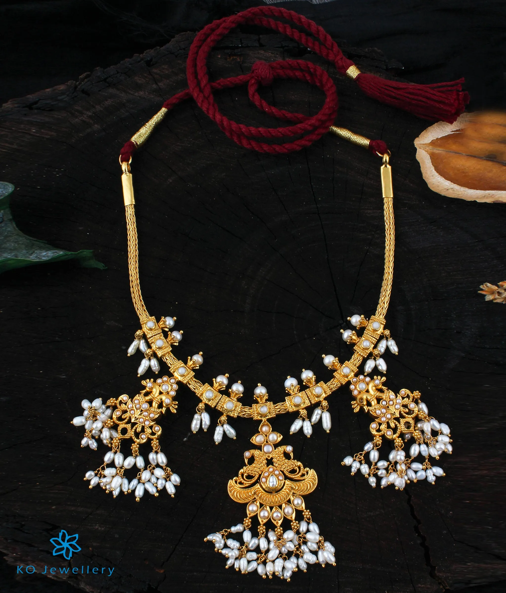 The Alaya Silver Peacock Pearl Necklace